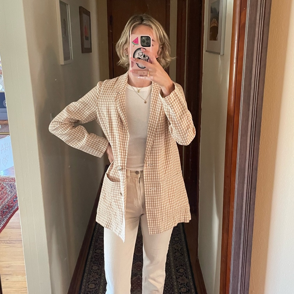 Madewell Gingham Linen Blazer